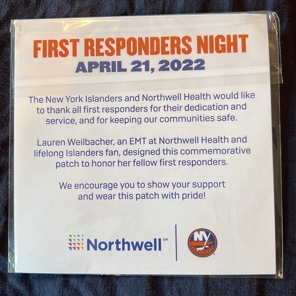 RARE NY Islanders First Responders Patch 2022 - Picture 2 of 2